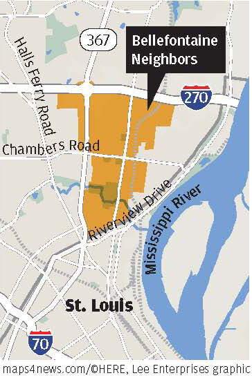 Bellefontaine Neighbors locator map
